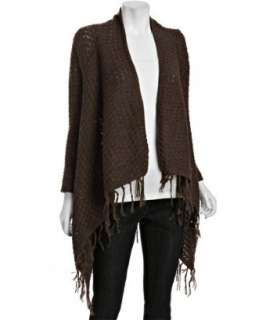 Design History sable knit open fringe cardigan  