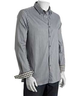 Paul Smith grey striped stretch cotton button front shirt