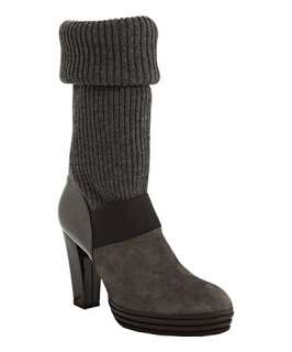 Hogan grey suede knit sweater boots