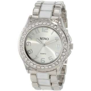 XOXO Womens XO5410 Silver tone/White Epoxy Bracelet With Rhinestones 