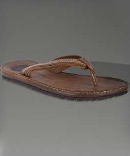 John Varvatos Star USA wood brown leather thong sandals