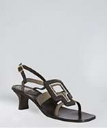 Marc Jacobs chocolate leather cut out square toe slingback sandals 