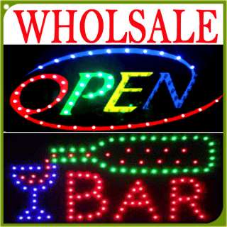 BRIGHT LED Open+Bar Neon SIGN open ANIMATE Cafe Bar Pub Club Retail 