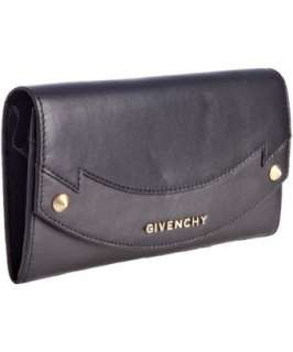 Givenchy black leather logo studd flap continental wallet   up 