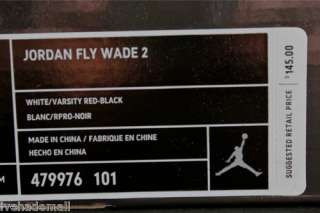 Nike Air Jordan Fly Wade 2 Sz 9 Retro Hyperfuse Lunarlon White Black 