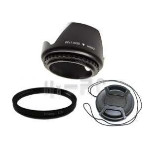55mm Lens Hood+UV Filter+Cap For Nikon D40 D40X D60 NEW  