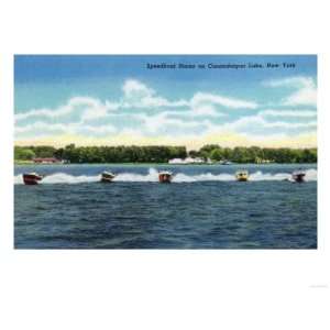   Speedboat Races on the Lake Giclee Poster Print, 24x32
