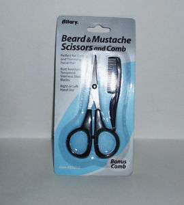 Allary Beard & Mustache Scissors & Comb Stainless Steel  