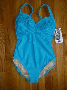 Womens CAROL WIOR Aqua Turqoise One Piece Swimsuit Sz 14 NEW  