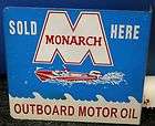 1950s MONARCH Outboard Motor Oil Flange Sign Grade 9