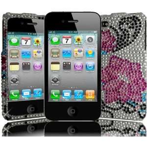  iPhone 4GS 4G CDMA GSM Full Diamond Cover   Violet Lilly Hard Case 