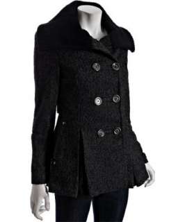 Miss Sixty grey tweed wool blend knit collar coat   