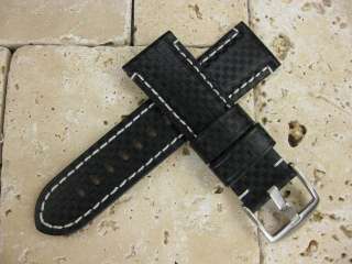 24mm XL CARBON FIBER Leather Strap Fit PANERAI Large  