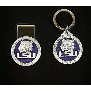  LSU Tigers 2 Piece Money Clip and Key Chain Gift Set 