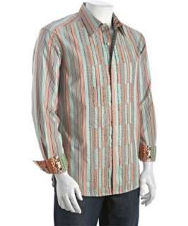 Robert Graham teal check print Isidore embroidered button front 