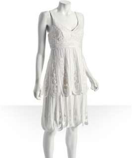 Sue Wong white lace petal hem dress   
