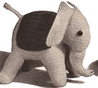 Elephant Stuffed Animal Toy Crochet Pattern Vintage  