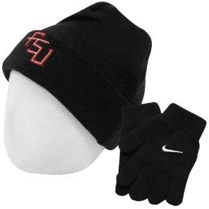  (FSU) Youth Black Knit Beanie & Gloves Set