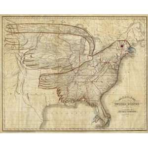  Eagle Map of the United States, 1833 Arts, Crafts 