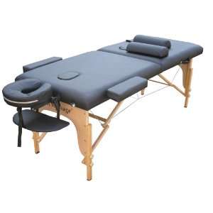  Black 2 Pad 2 Fold Massage Table W/Free Two Bolster