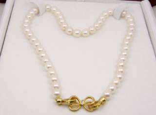 8mm AKOYA PEARL NECKLACE /14K YG DIA PENDANT/CLASP  