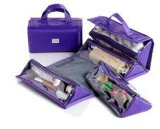 Joy Mangano The Better Beauty Case Set Large & Small (Purple)  