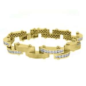  14k Yellow Gold Mens Round Diamond Bracelet 6.35 Carats Jewelry