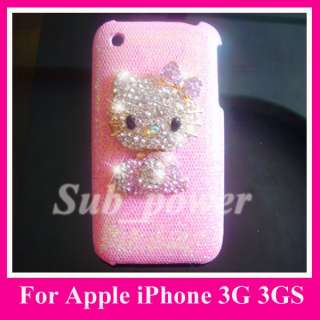 3D Pink Hello Kitty Bling Case cover for iPhone 3G S B1  