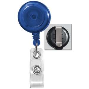  1pc Translucent Blue Retractable Badge Reels With Belt Clip For Key 
