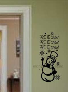 Let It Snow Snowman Winter Christmas Vinyl Decal Wall Words Stickers 