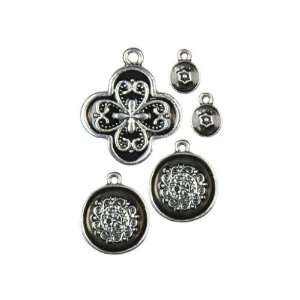  Cousin Jewelry Basics 5 Piece Mixed Shp Charm, Silver 