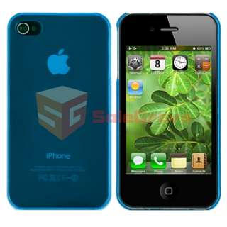 Screen Shield+Blue Slim Fit Plastic Case Cover For iPhone 4 4G 4S 