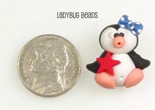 Patriotic Penguin Polymer Clay Bead  