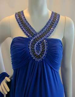   Cleo Royal Blue Beaded Maternity Dress LARGE Formal Bridesmaid Special