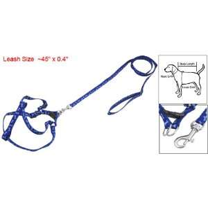   Dog Adjsutable Nylon Blue Bone Leash Harness Rope Sz XS