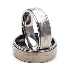  New Designer Titanium Ring, Custom Carved Infinity Jewelry 