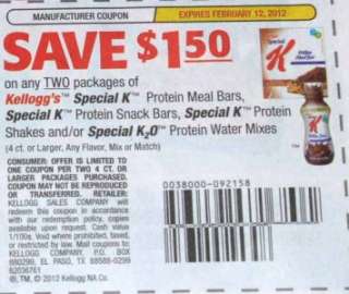 10)$1.50/3 Kelloggs Special K Protein BARS or Shakes Coupons FEB 26 
