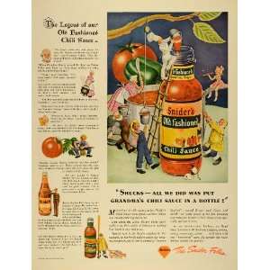 1943 Ad General Food Corp Sniders Old Fashioned Chili Sauce Condiment 