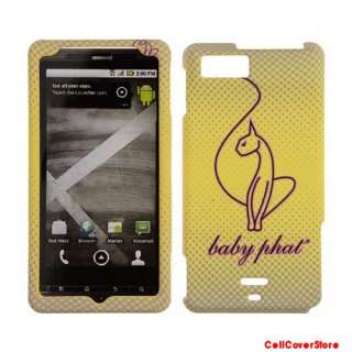 PHONE CASE COVER Motorola Droid X2 MB870 Licensed Baby Phat Cat Yellow 