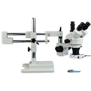 OMAX 3.5X 90X Zoom Dual Bar Boom Stand Trinocular Stereo Microscope 
