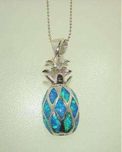 12mm Silver Hawaiian Rhodium MM Opal Pineapple Pendant  