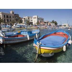 Traditional Fishing Boats, Harbour, Mondello, Palermo, Sicily, Italy 