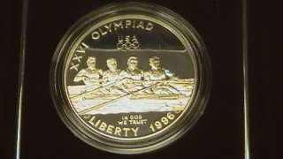   Olympics Commemorative Silver Dollar Rowing Proof HARD TO FIND  