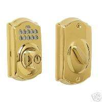Schlage Camelot Keypad Deadbolt Polished Brass BE365 043156894505 