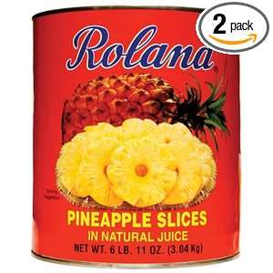 Roland Pineapple Slices In Natural Juice, 107 Ounce (Pack of 2 