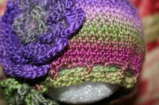   Baby Hat crochet flower photo cap merino wool shower gift jsuey123 USA