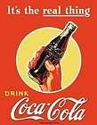 COCA COLA VINTAGE METAL SIGN  THE REAL THING  FREE SHIP