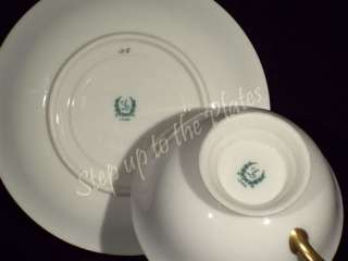 Lenox China Vintage Cup & Saucer /s S8 S 8 Gold Encrusted Green & Gold 