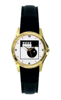 BOWLING WATCH GOLD OR SILVER BALL PINS BAG S10  