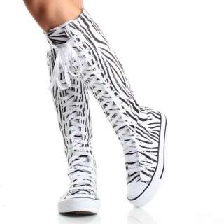   Up Knee High Boot Canvas Sneaker Lady Women Skate Shoe Size 5  